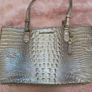 Brahmin Asher Fairest Grey Breakwater Large Leather Tote